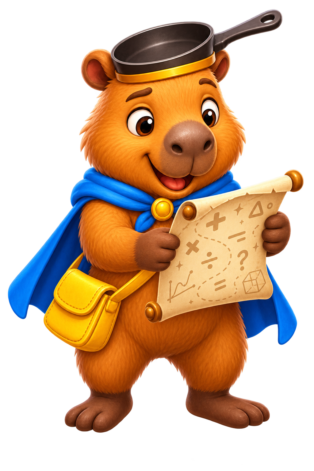 Capibara con cara de intriga mirando un pergamino numérico